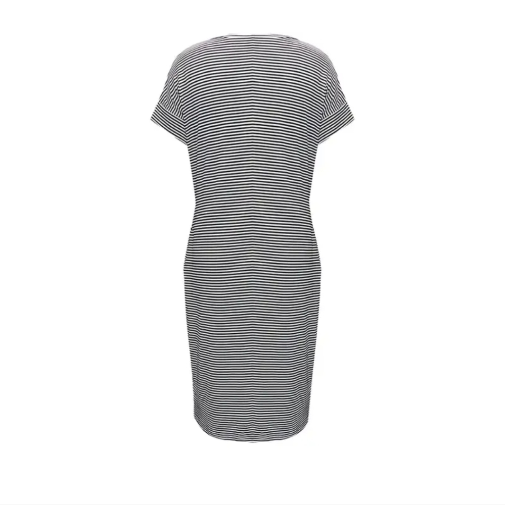 Women's Striped Tie Front Dress with pockets - Picture 3 of 4
